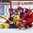 MONTREAL, CANADA - JANUARY 5: Russia's Mikhail Sergachyov #26 and Danila Kvartalnov #9 collide into the net with Sweden's Joel Eriksson Ek #20 during bronze medal game action at the 2017 IIHF World Junior Championship. (Photo by Matt Zambonin/HHOF-IIHF Images)

